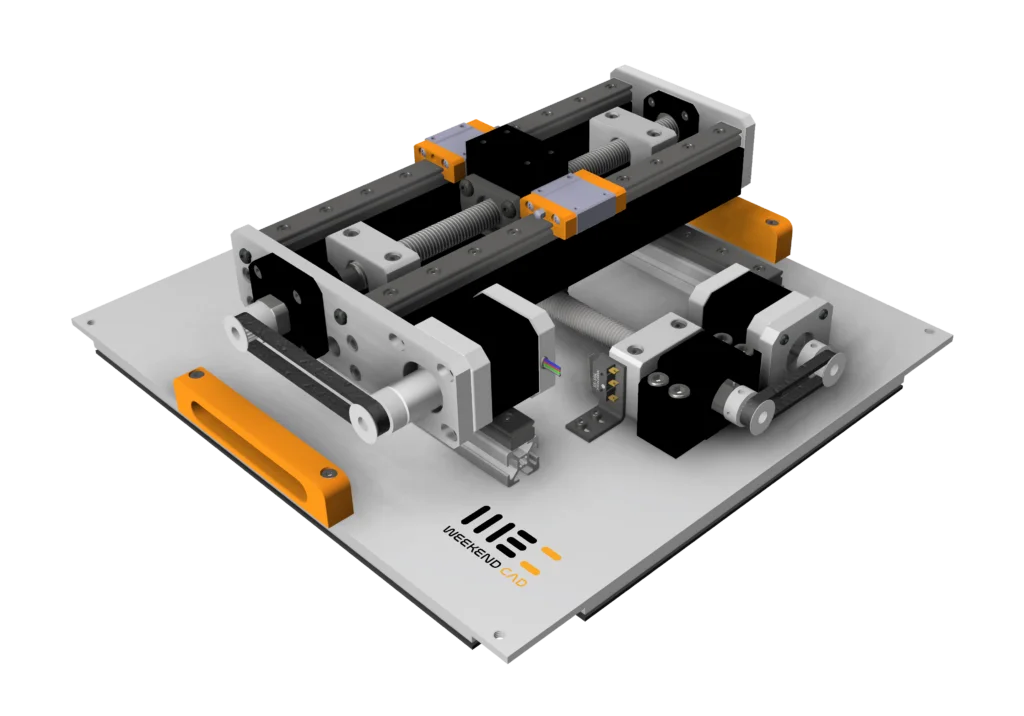 XY carriage assembly modelled in CAD
